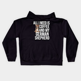 German Shepherd And Coffee Kids Hoodie